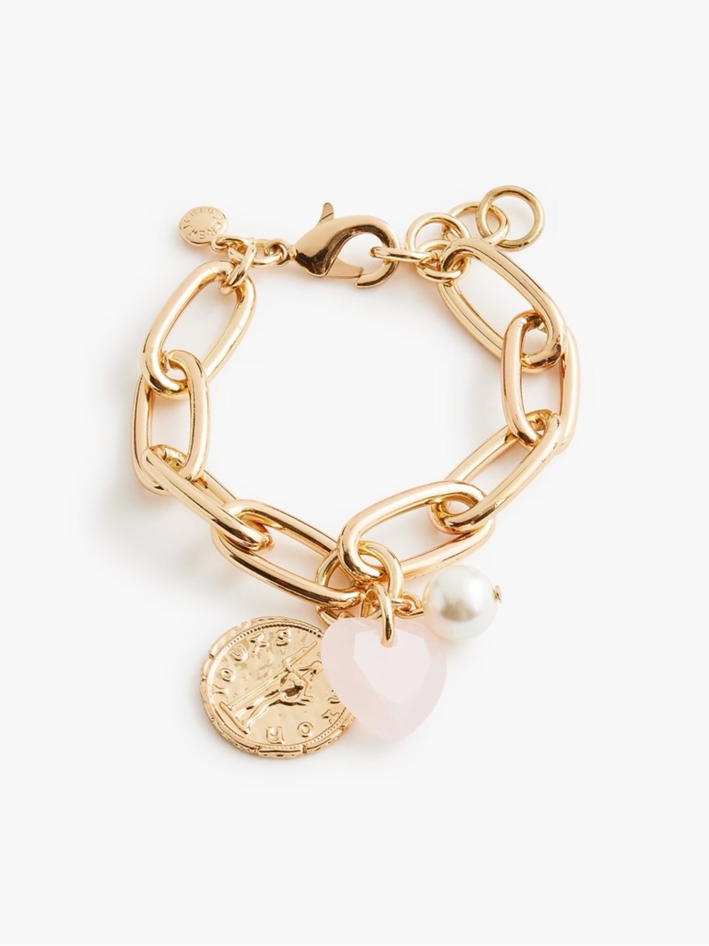 NWT J. Crew factory Heart charm bracelet gold tone